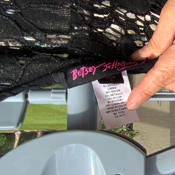 Betsey Johnson Black Lace Peplum Top with Button Detail - Picture 6 of 8